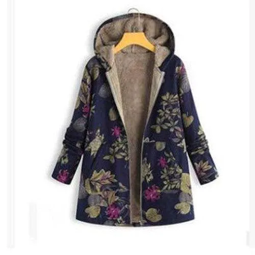 Wenkouban-Winter outfits Christmas Chinoiserie Floral Hooded Long Coat