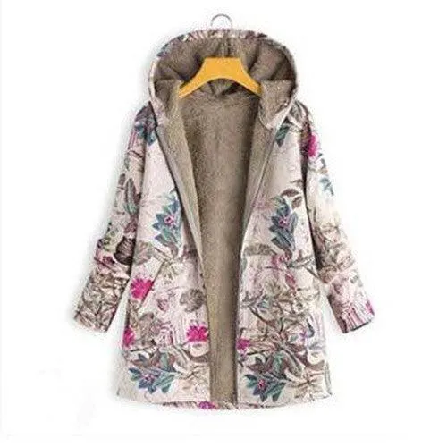 Wenkouban-Winter outfits Christmas Chinoiserie Floral Hooded Long Coat
