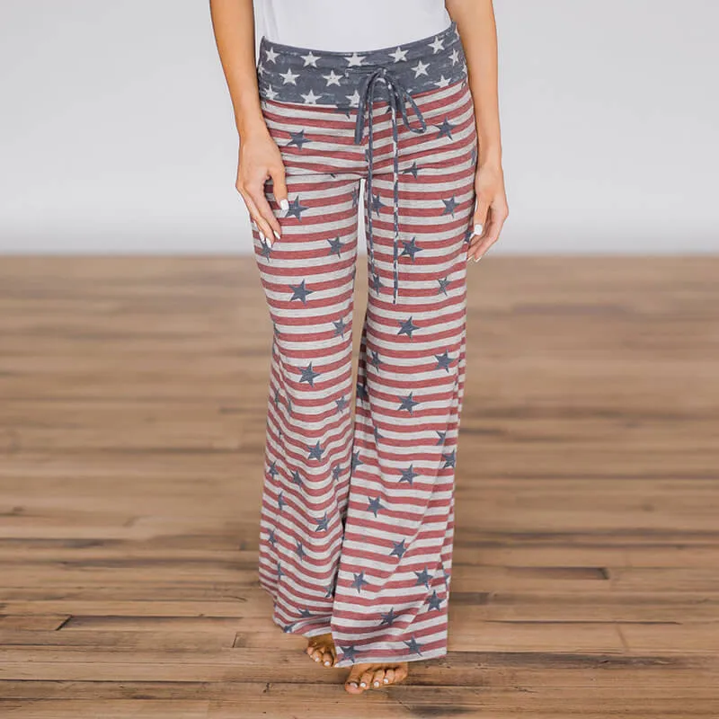 Wide Leg Loose Plus Size Print Low Waist Beach Pants