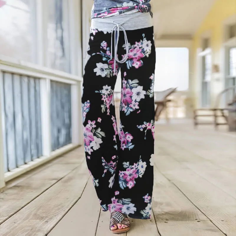 Wide Leg Loose Plus Size Print Low Waist Beach Pants