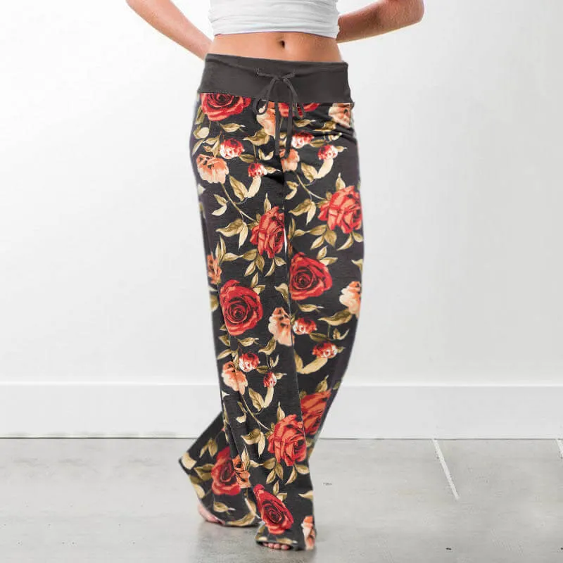 Wide Leg Loose Plus Size Print Low Waist Beach Pants
