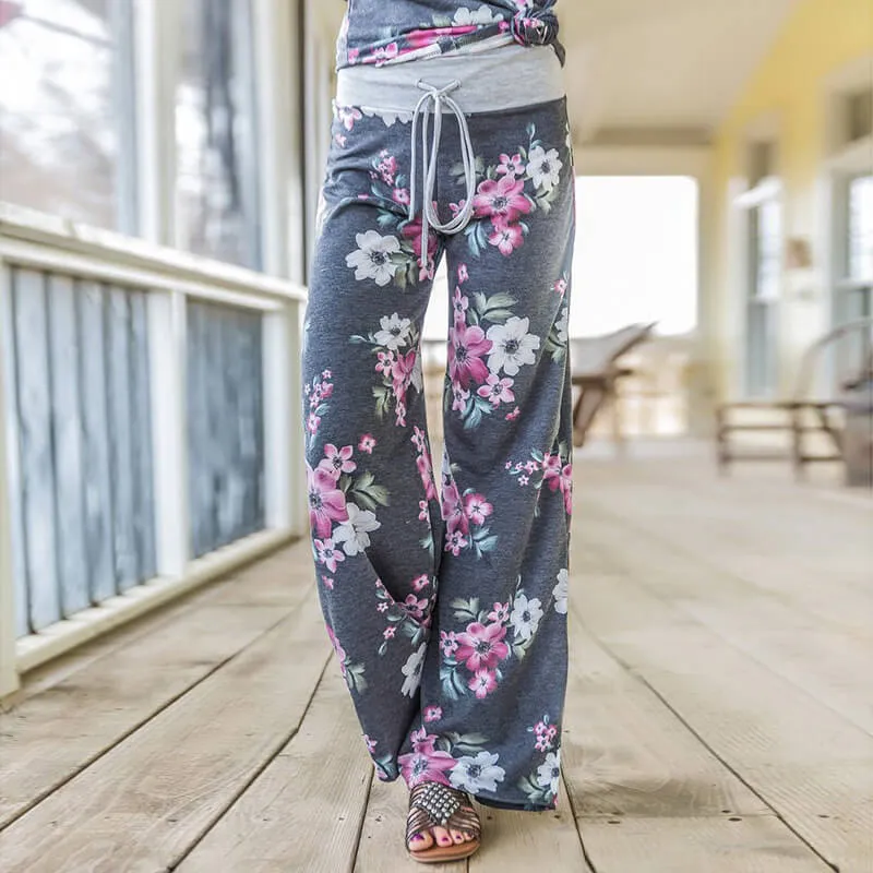 Wide Leg Loose Plus Size Print Low Waist Beach Pants