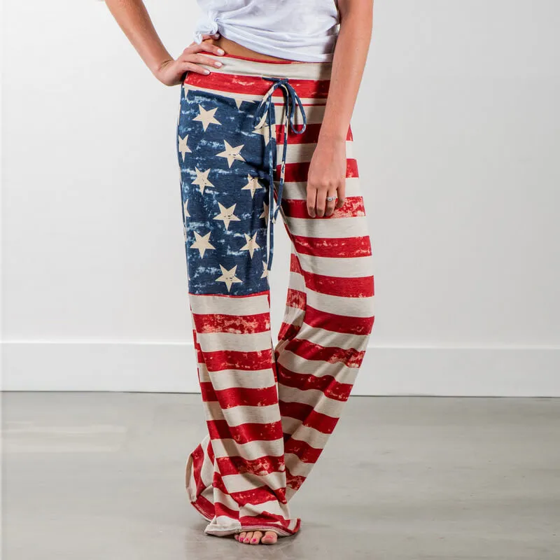 Wide Leg Loose Plus Size Print Low Waist Beach Pants