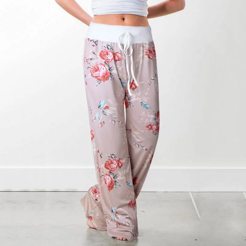 Wide Leg Loose Plus Size Print Low Waist Beach Pants
