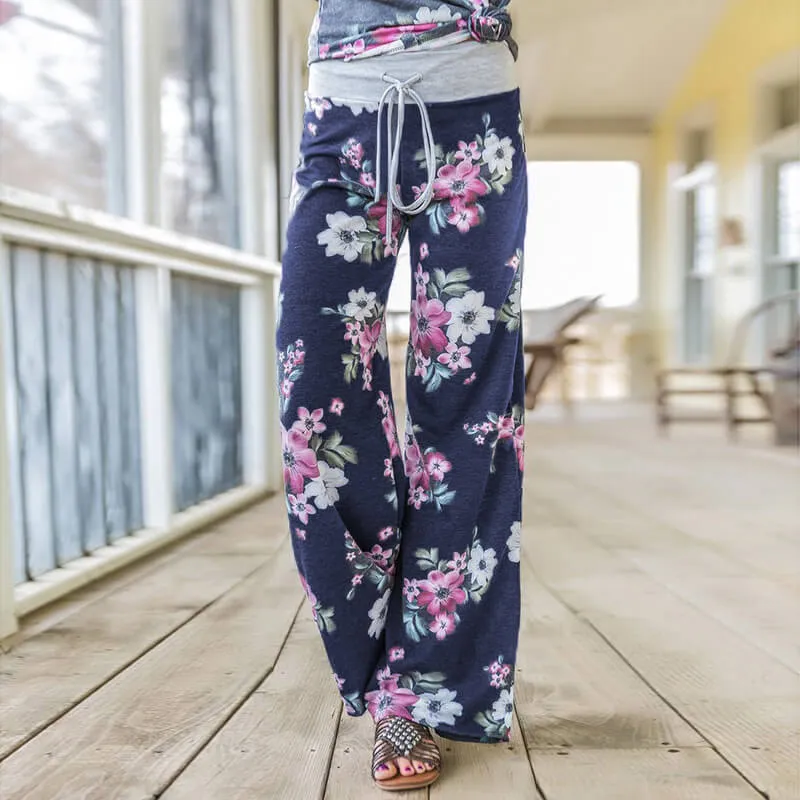 Wide Leg Loose Plus Size Print Low Waist Beach Pants