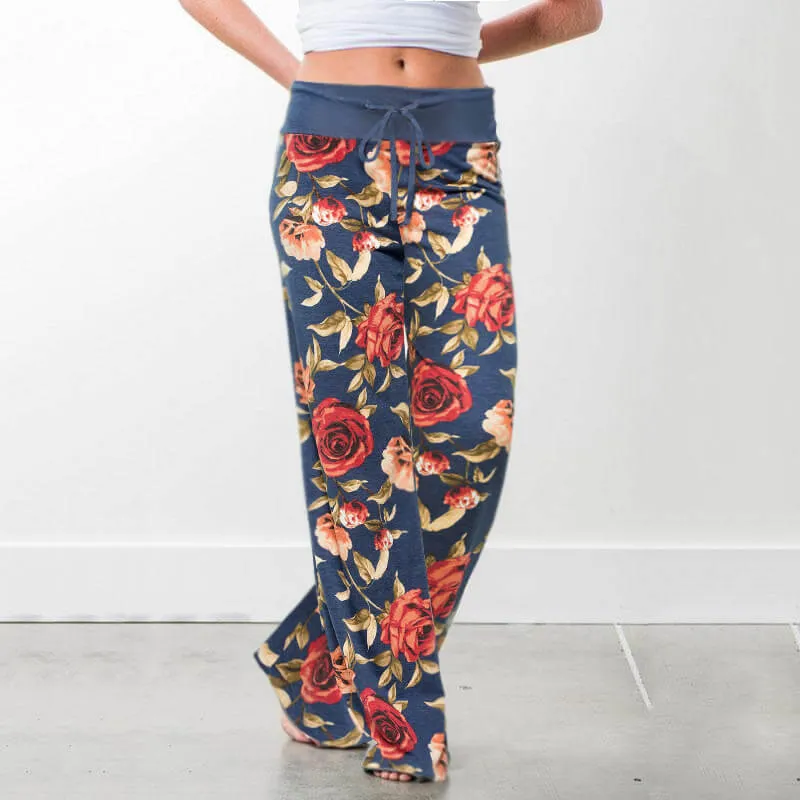 Wide Leg Loose Plus Size Print Low Waist Beach Pants