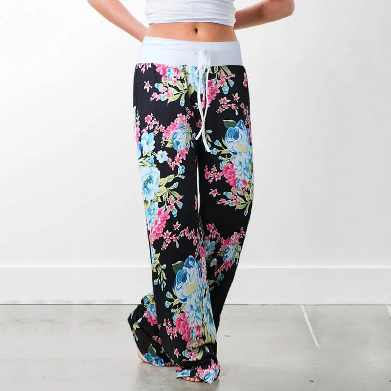 Wide Leg Loose Plus Size Print Low Waist Beach Pants
