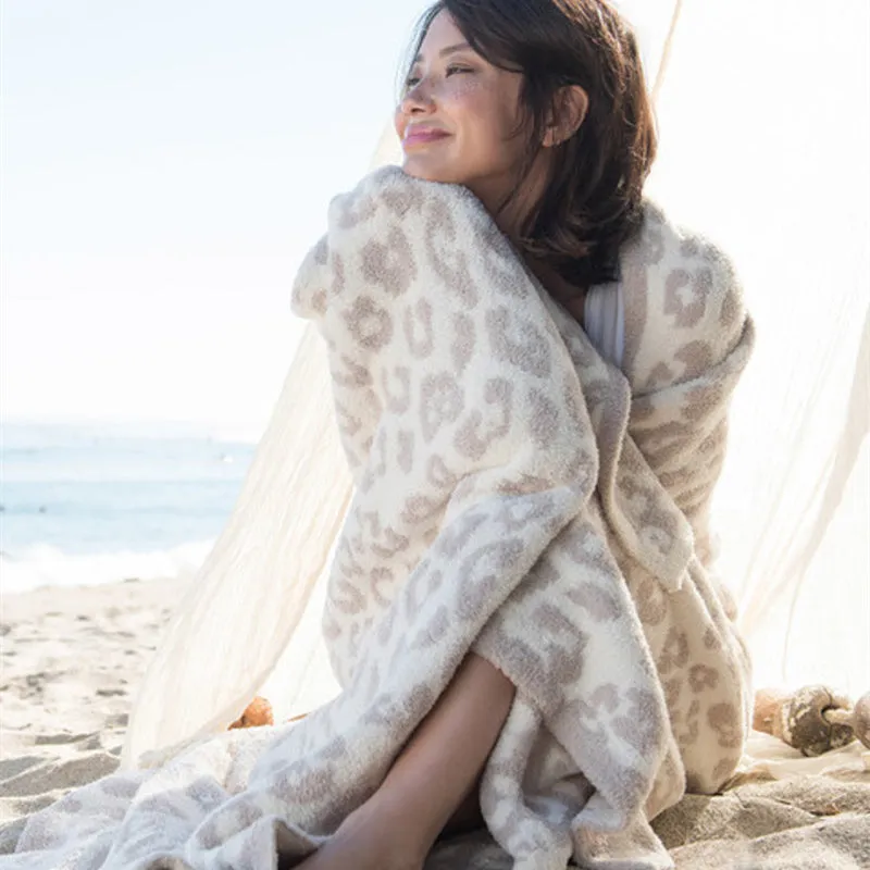 Winter Warm Soft Microfiber Fluffy Leopard Print Blanket