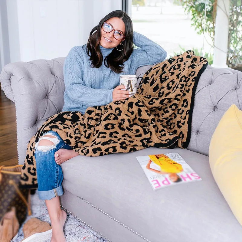 Winter Warm Soft Microfiber Fluffy Leopard Print Blanket