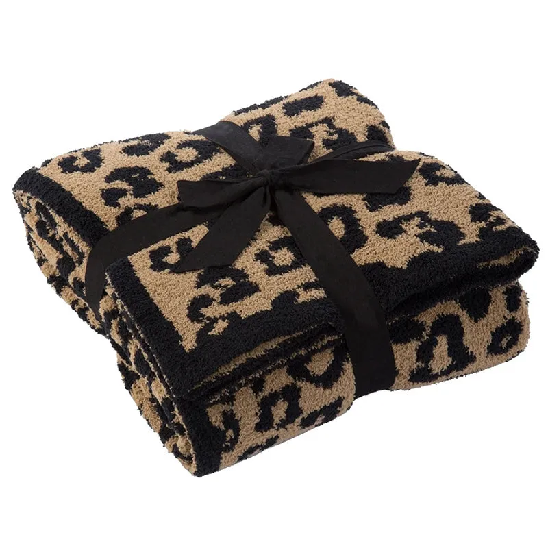 Winter Warm Soft Microfiber Fluffy Leopard Print Blanket