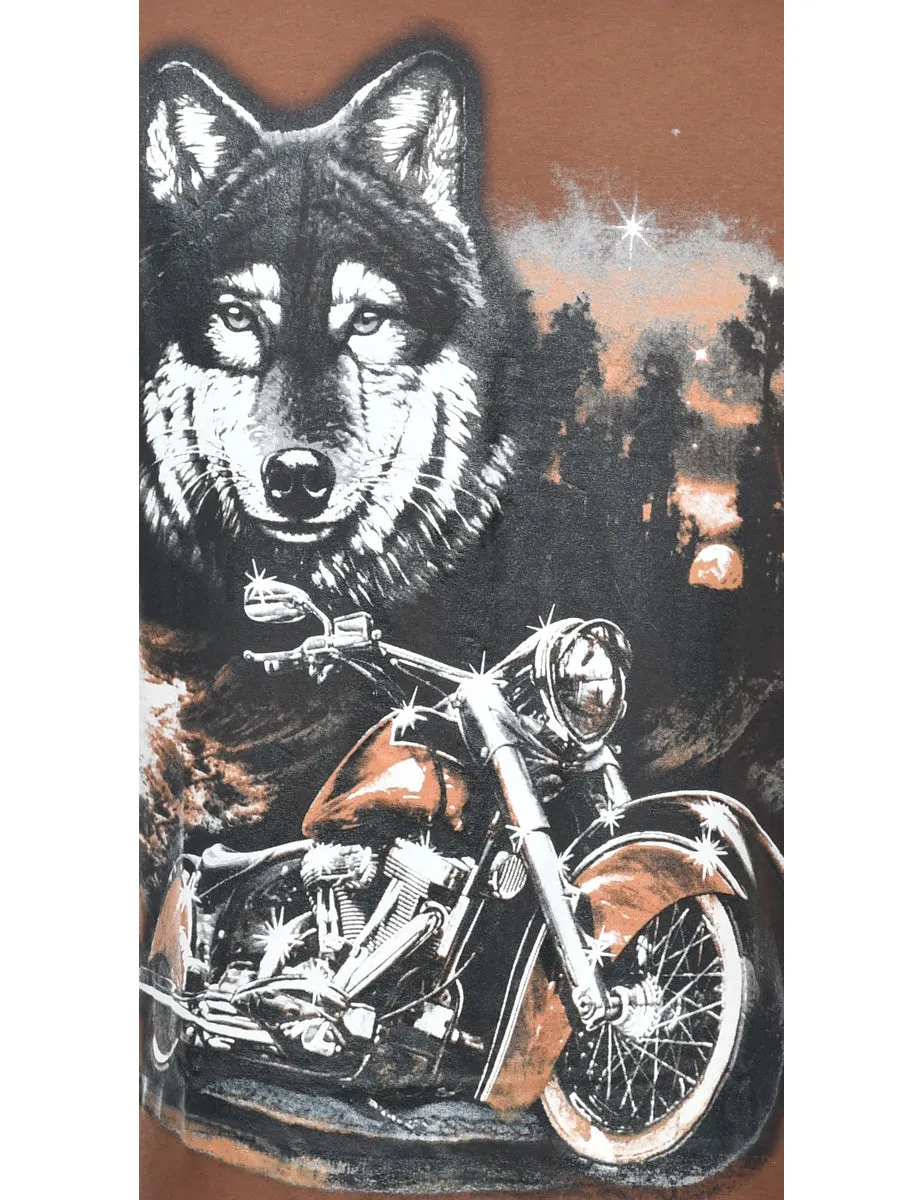 Wolf Print Animal T-shirt - M