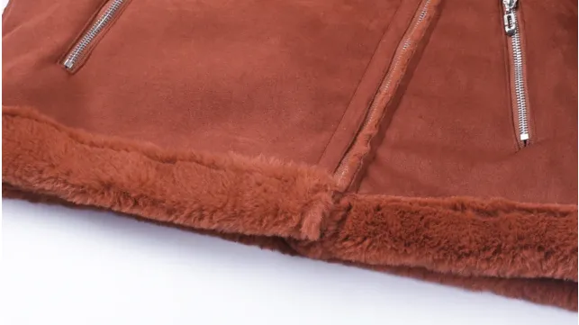 Women's Autumn & Winter Faux Leather Suede Lamb Fur Jacket