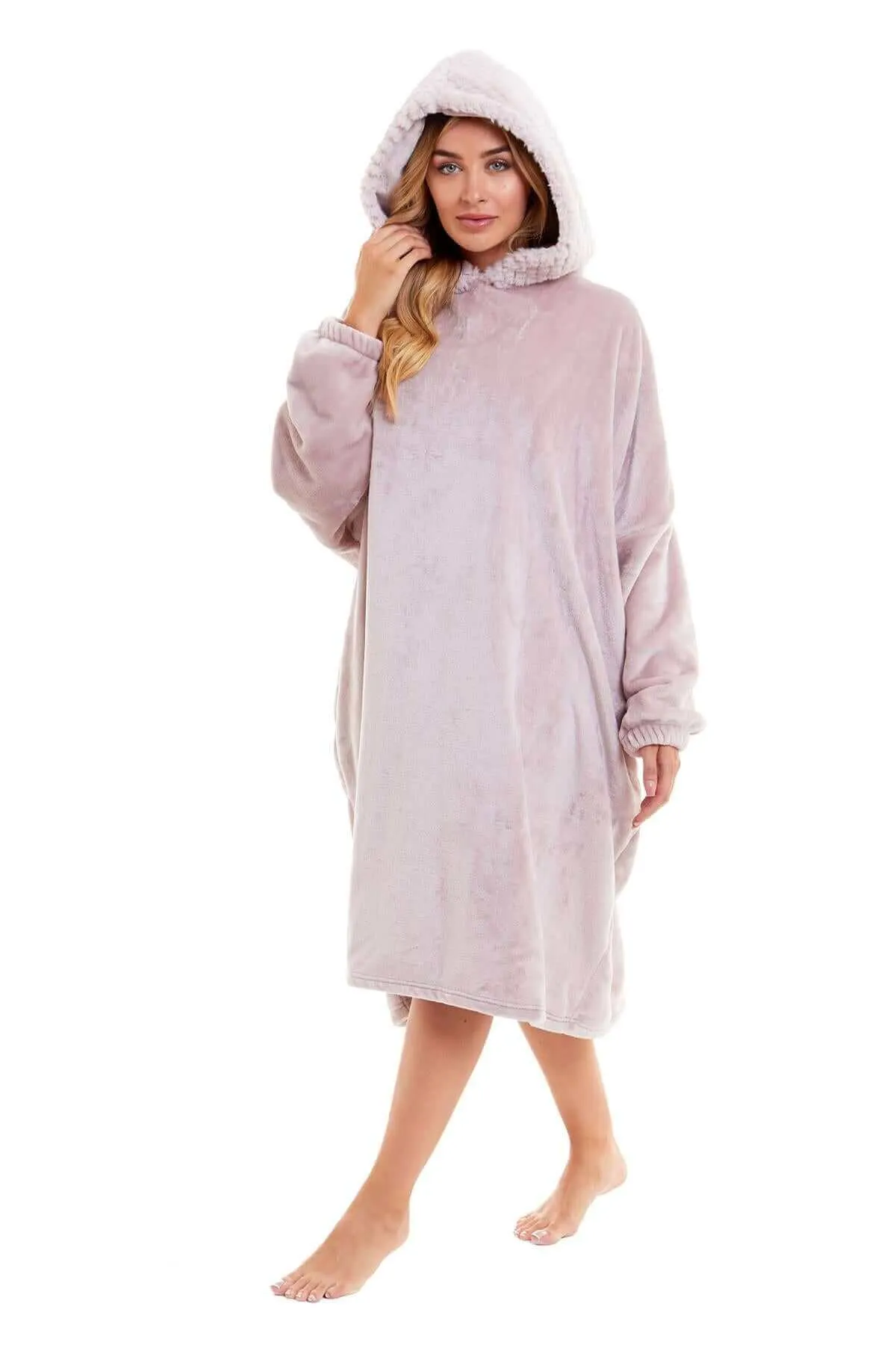 Women's Oversized Plush Hooded Poncho Blanket Cozy Fleece Hoodie with Fur Hood Ideal for Lounging Camping Outdoor Warmth by Daisy Dreamer