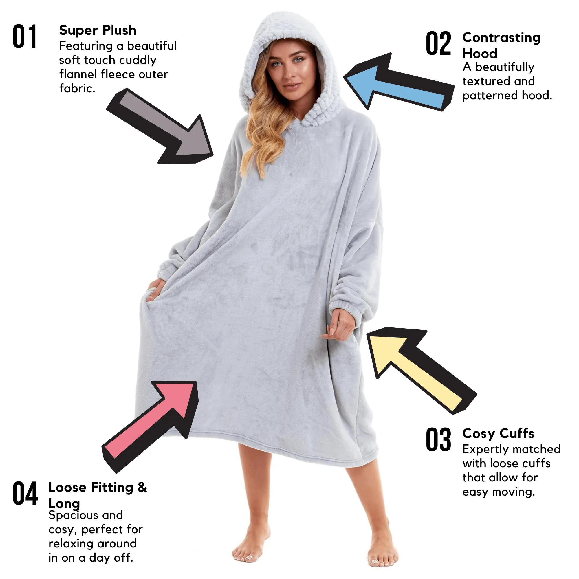 Women's Oversized Plush Hooded Poncho Blanket Cozy Fleece Hoodie with Fur Hood Ideal for Lounging Camping Outdoor Warmth by Daisy Dreamer