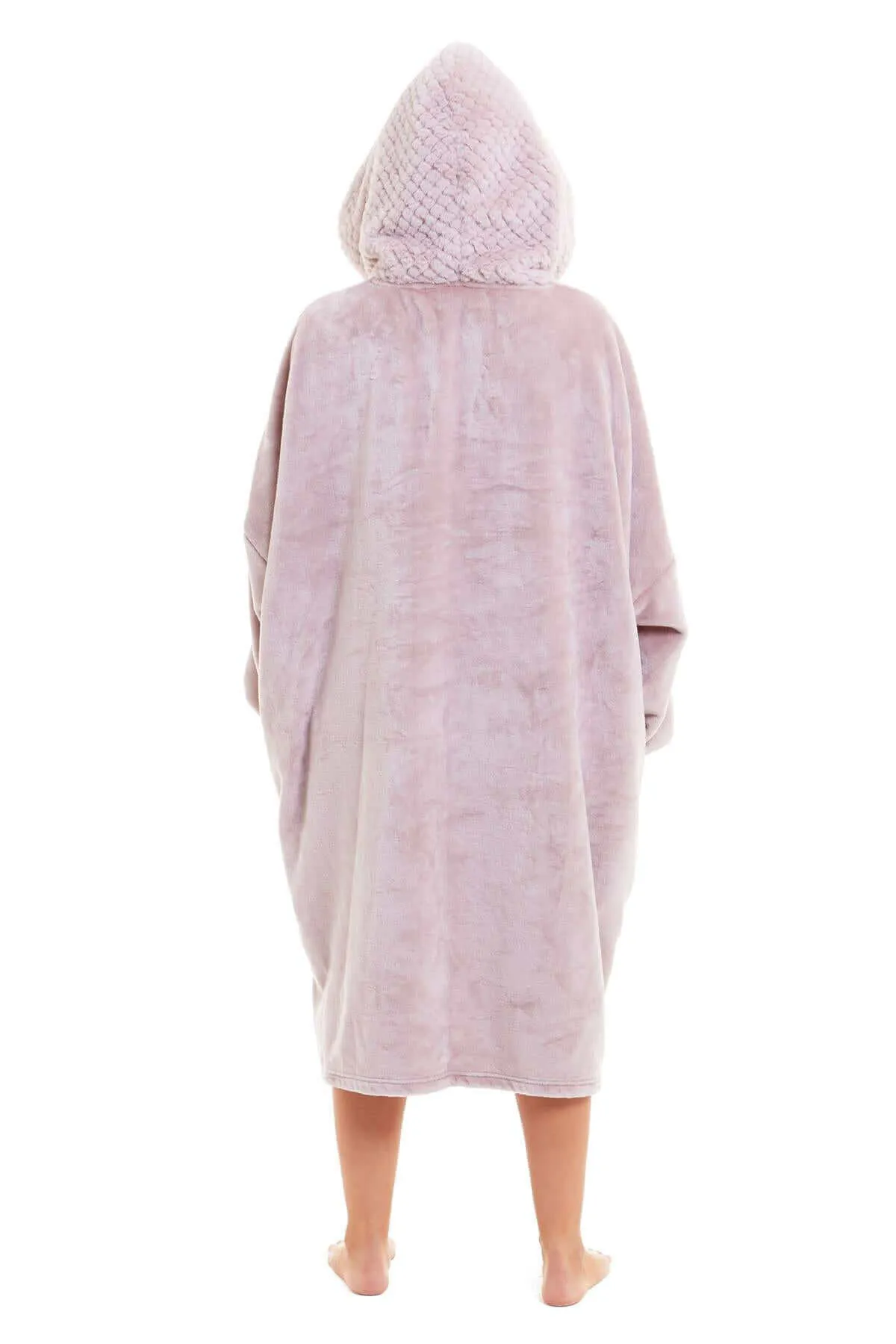 Women's Oversized Plush Hooded Poncho Blanket Cozy Fleece Hoodie with Fur Hood Ideal for Lounging Camping Outdoor Warmth by Daisy Dreamer