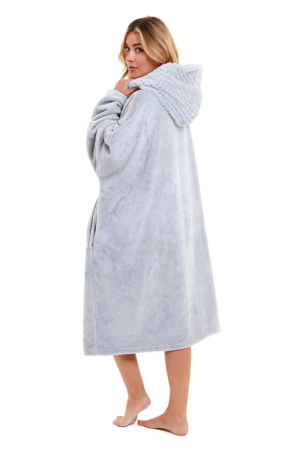 Women's Oversized Plush Hooded Poncho Blanket Cozy Fleece Hoodie with Fur Hood Ideal for Lounging Camping Outdoor Warmth by Daisy Dreamer