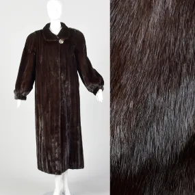 XL Brown Full Length Mink Fur Coat